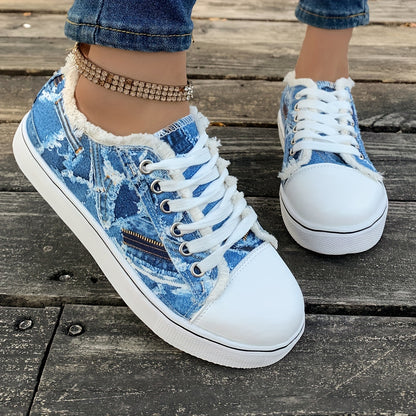 Women's Cartoon Print Sneakers, Lace Up Lightweight Soft Sole Skate Shoes, Low-top Walking Comfy Shoes plus size