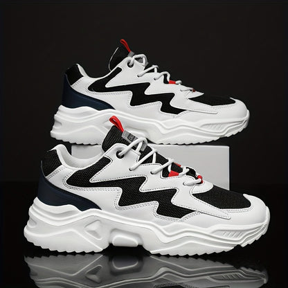 Men'S Casual Sports Shoes, Solid Color, Round Toe, Lace-Up, Faux Upper, Mesh Inner, EVA Sole, Cloth Insole, All-Season Comfort Sneakers
