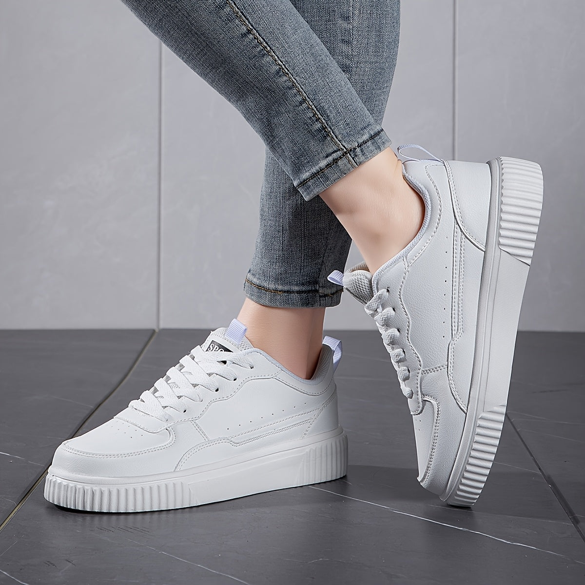 Women's White Sneakers with Color Accents, Soft Insole, Breathable