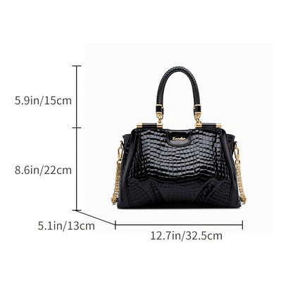Elegant Women's Genuine Leather Tote Bag with Detachable Strap