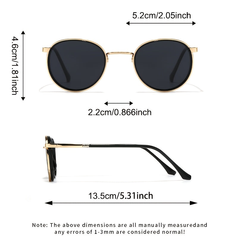 Unisex Polarized Round Sunglasses with Stainless Steel Frame