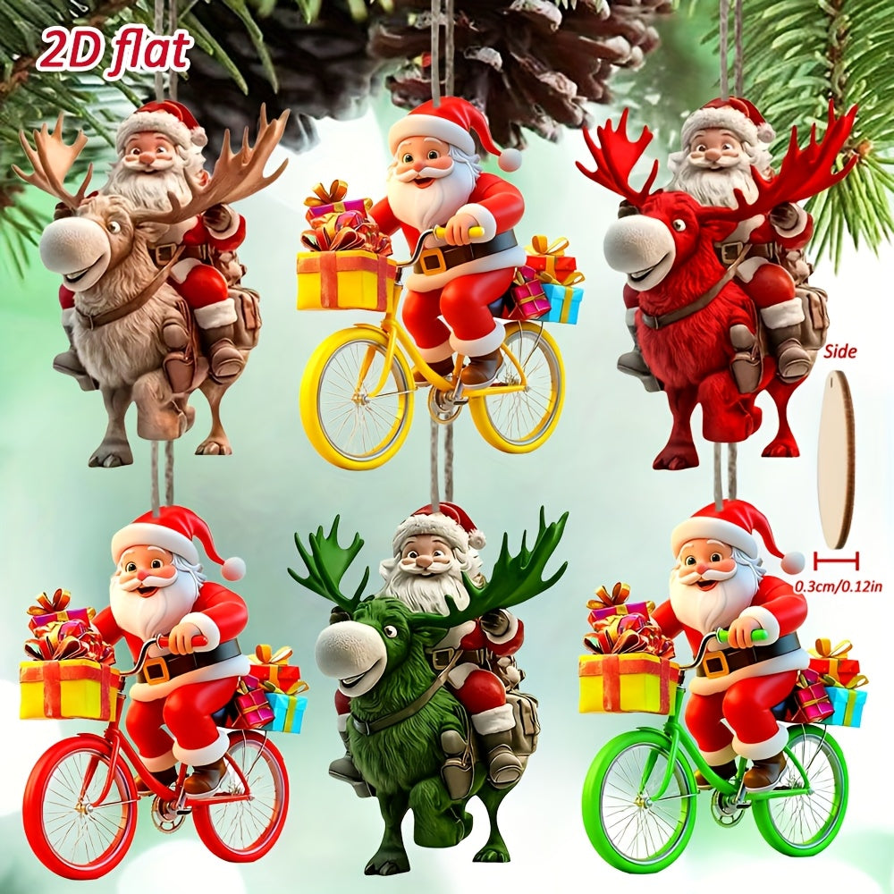 2D Flat, [2D Flat] 6pcs/12pcs Stylish Santa Claus Wooden Hanging Ornaments, Christmas Decoration Set, 2D Wooden Wall Art, New Year Gift Home Décor, Trendy Holiday Party Accessories for Tree, Garden, House & Backpack – Perf