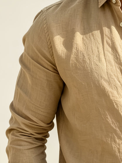 Men's Lightweight Long-Sleeve Casual Cotton Blend Shirt