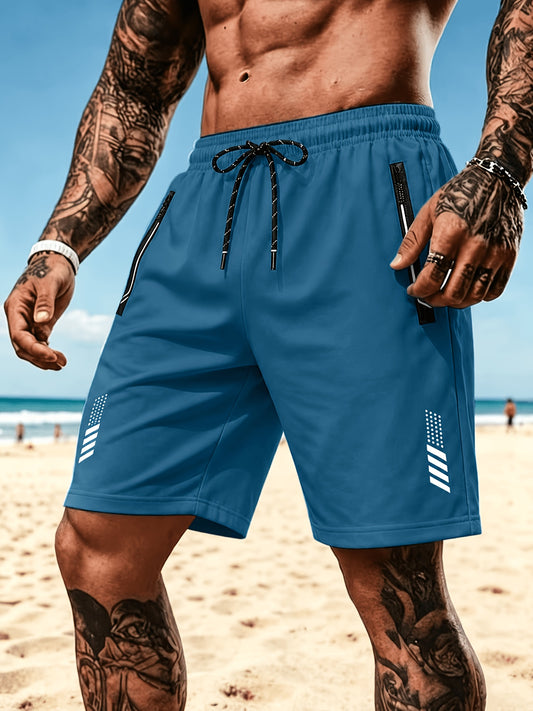 Men's Lightweight Casual Summer Beach Shorts with Drawstring