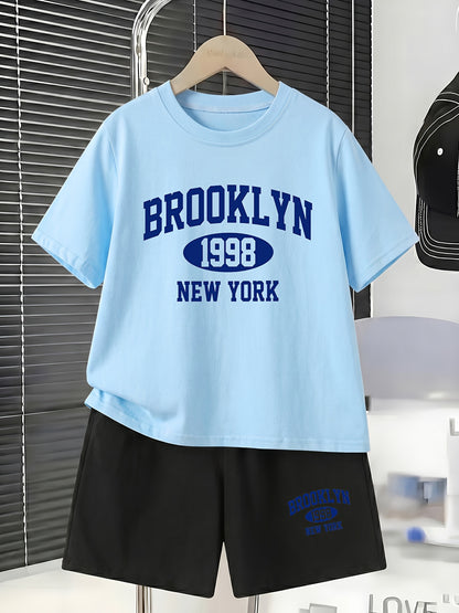Boys' Cotton T-Shirt & Shorts Set Casual Spring Summer Outfit