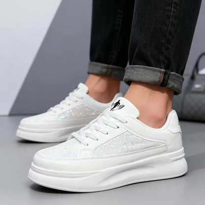Unisex All-Season Jianbu Ningyu Fashion Lace-Up Flash Men's Casual Sneakers, Spring Comfortable Soft Thick-Soled Special Offer Men's Skate Shoes, Spring/Autumn Low-Price Men's Running Shoes, All-Season Trendy Versatile Unisex