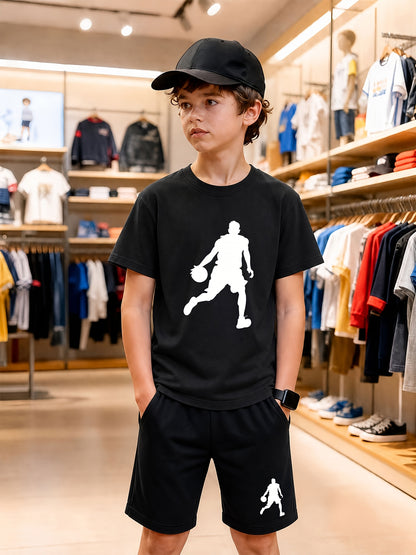 Boys' Cotton T-Shirt & Shorts Set Casual Athletic Style