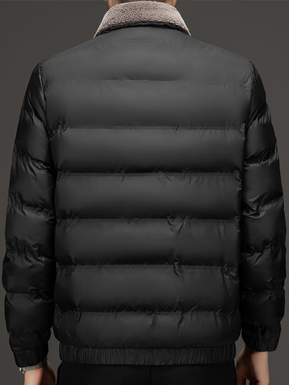 Men'S Heavyweight Winter Jacket - Thermal Insulated Coat with Zipper Closure, Slim Fit Formal & Casual Outerwear in Dark Green/Blue, Polyester-Lined Cold Weather Jacket for Everyday & Special Occasions, Winter Coats, Seasonal