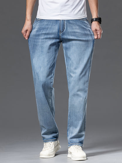 Geng Yuanshi High-End Summer Men's Jeans New Trend Fashion Straight-Leg Light Business Stretch Denim Pants