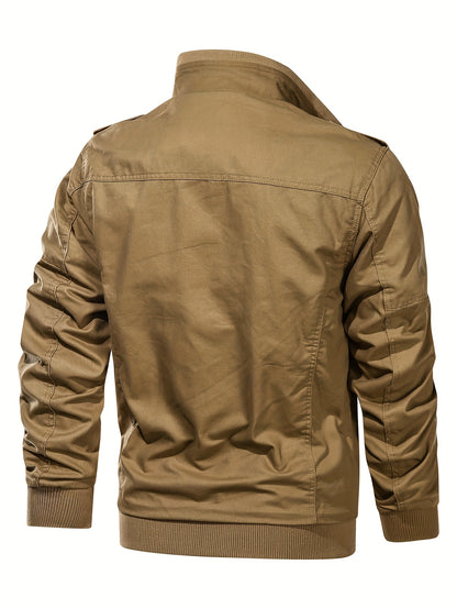 Men's Tactical Cargo Jacket with Multiple Pockets for Fall