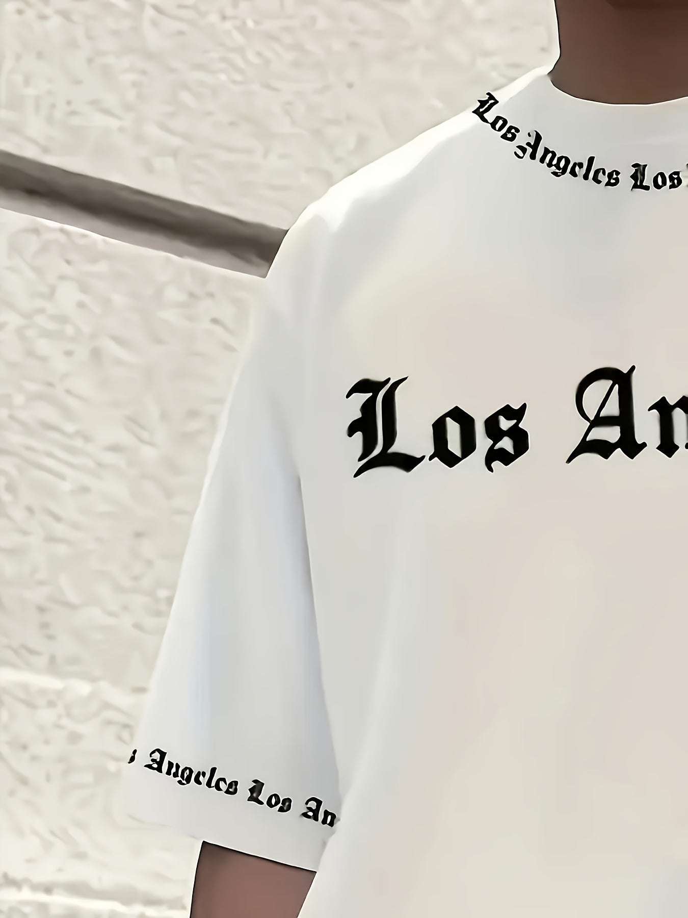 Los Angeles English Pattern Men's Short Sleeve Shirt + Casual Sport Set, Breathable Soft Summer Outfit with Pocketed Shirt and Drawstring Shorts