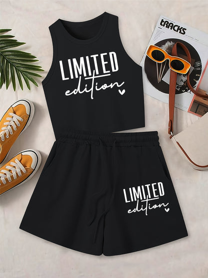 Casual Women's Two-Piece Set with Printed Top and Shorts