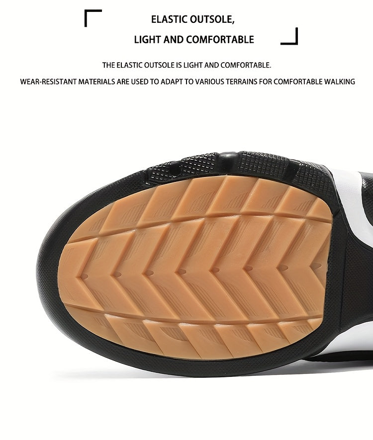 HIDEDUGO 's Heavy-Duty Winter Boots-like Sneakers - Warm Mid-Top Traction Tires, All-Terrain TPR Sole, Lace-Up Outdoor Shoes for Ice & Snow, Large Size Available (Black/White) - Cold Weather Casual & Sports