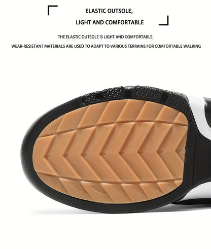 HIDEDUGO 's Heavy-Duty Winter Boots-like Sneakers - Warm Mid-Top Traction Tires, All-Terrain TPR Sole, Lace-Up Outdoor Shoes for Ice & Snow, Large Size Available (Black/White) - Cold Weather Casual & Sports