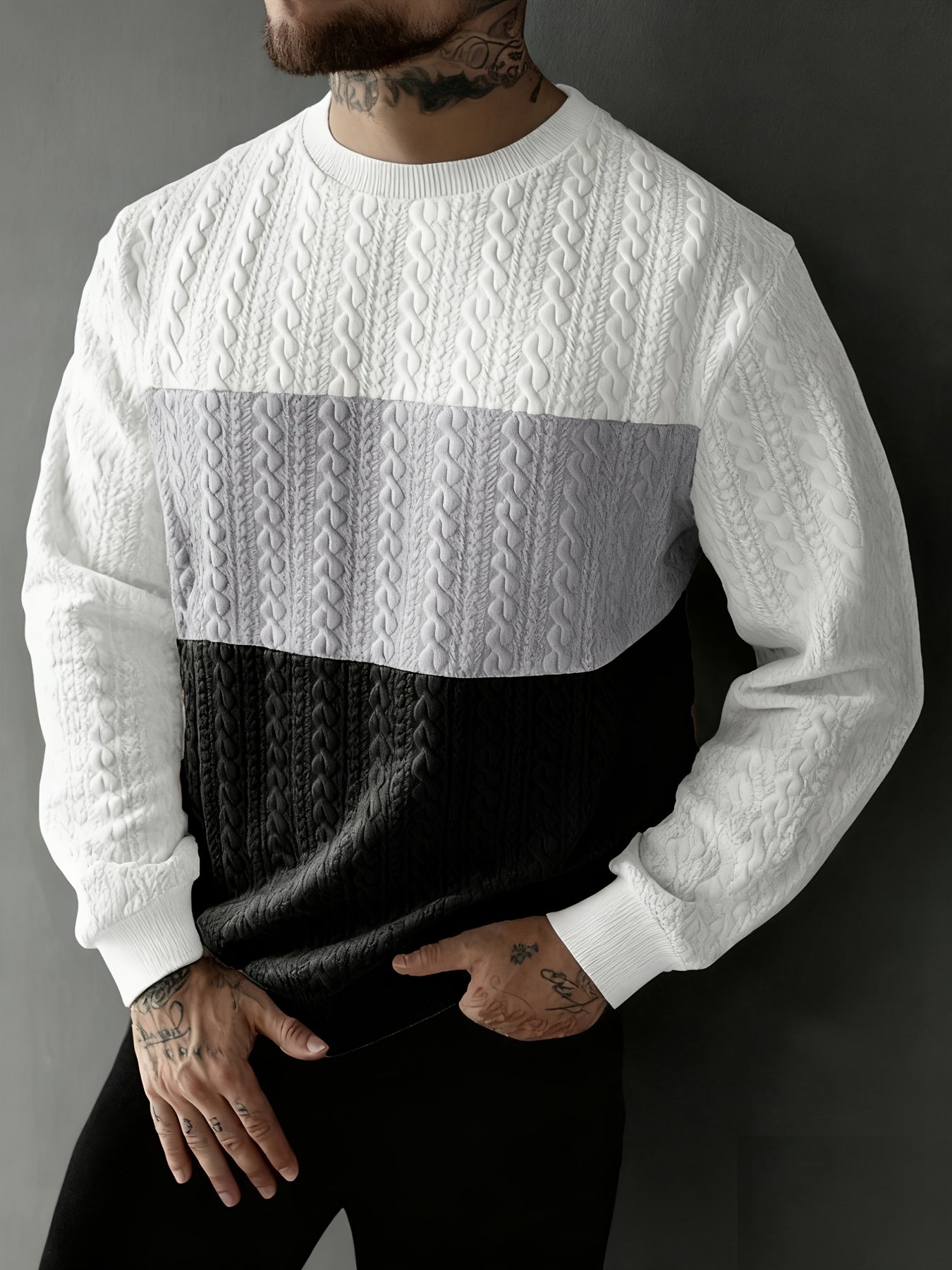 New Autumn And Winter Men'S Pullover Sweatshirt with Jacquard Small Heart Fabric, Suitable for Sports, Leisure, Outdoor Jogging, And Fitness Training, Featuring Long Sleeves