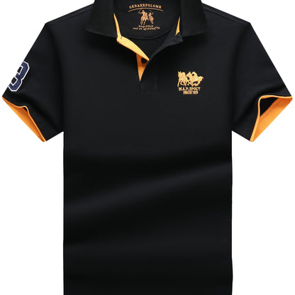 Men'S Short-Sleeve Polo Shirt with 95% And Embroidered Design - ayq