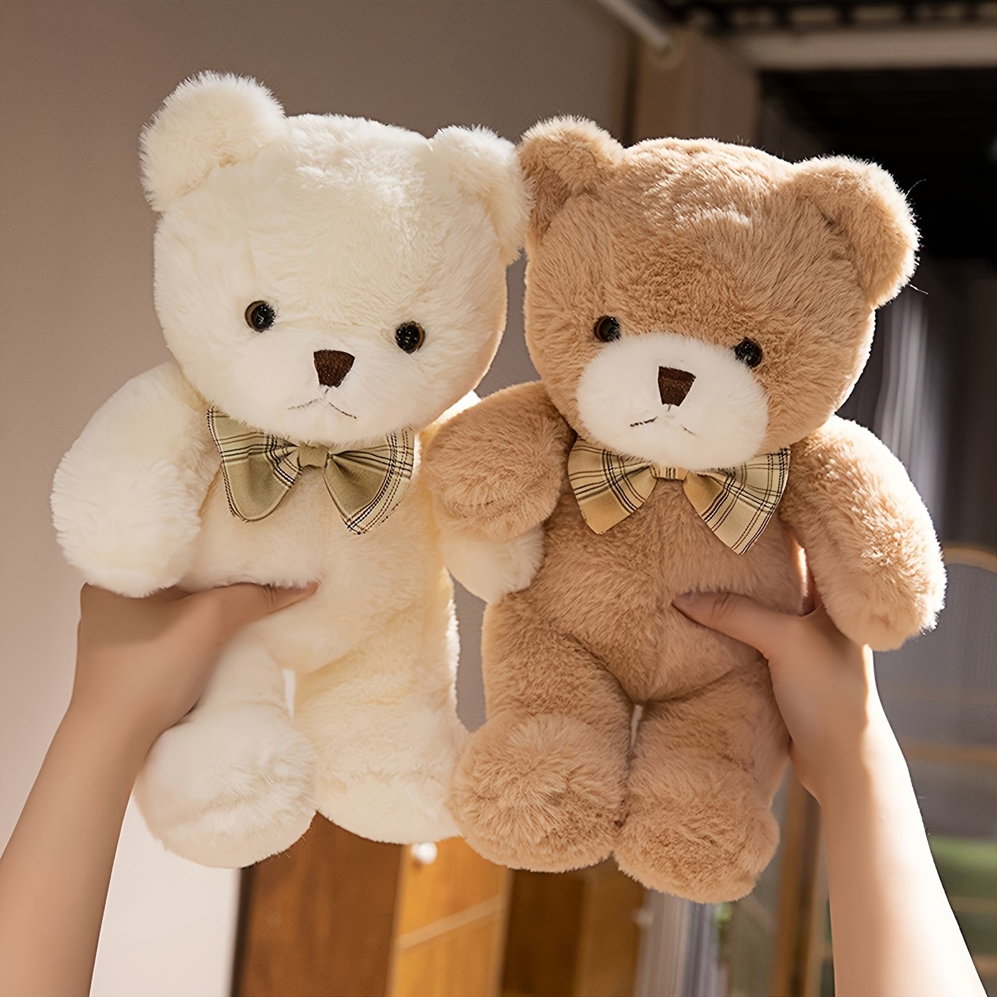 30cm/11.81in Teddy Bear Plush with Bow Tie Ribbon - // Kawaii, Huggable Cuddly Bear for Valentine's Gift, Birthday Present for &, Decor, Collectible Teddy Bear for &
