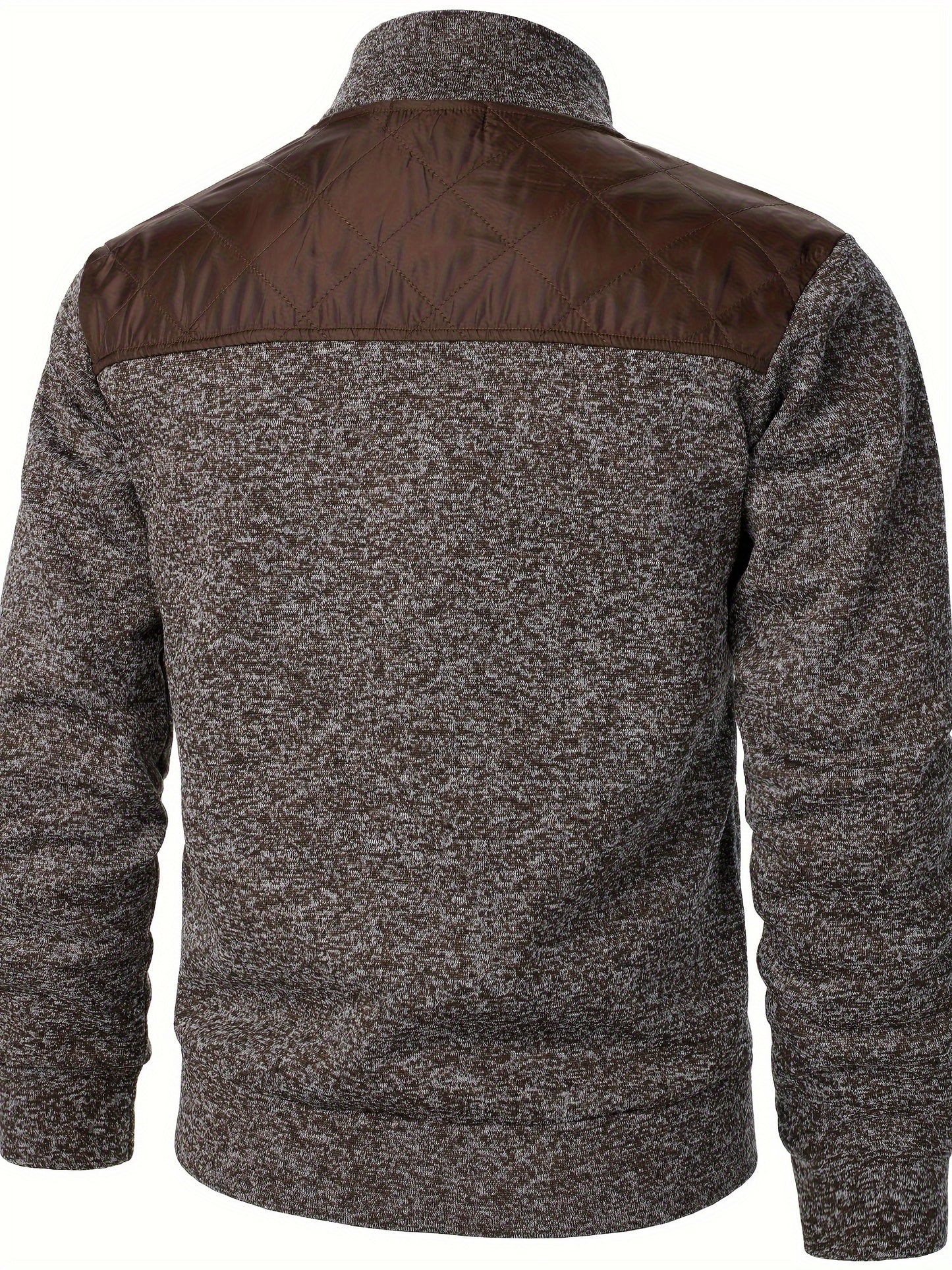 Men's Casual Quilted Polyester Jacket with Stand Collar