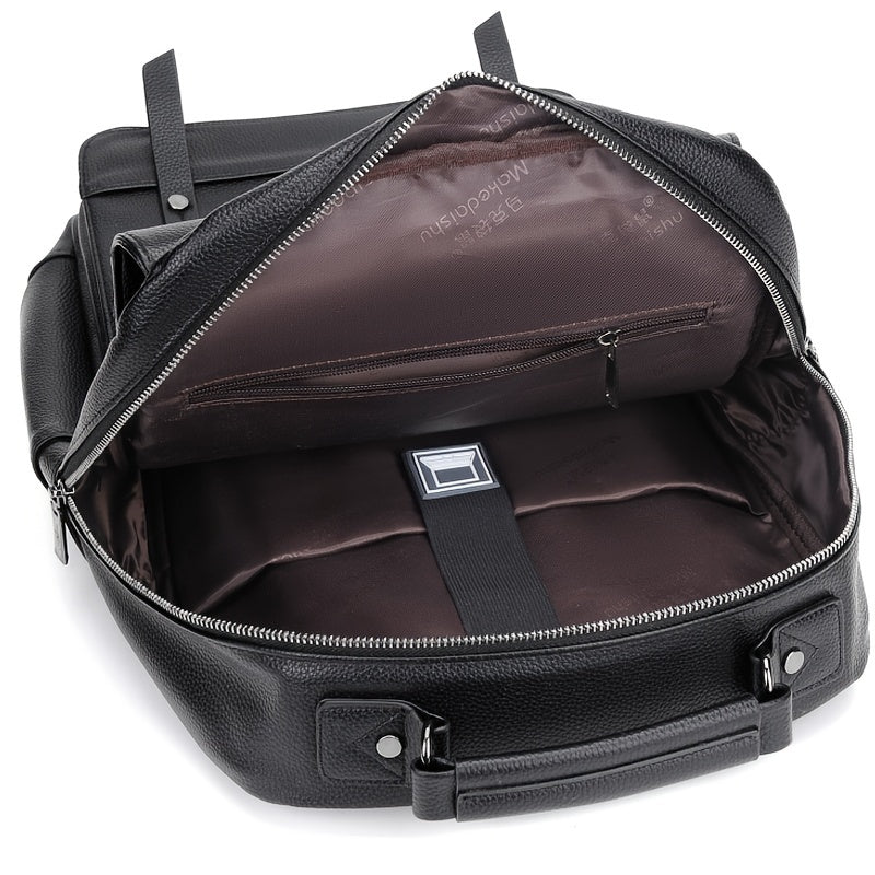 Stylish Men's Backpack - Multifunctional, Large Capacity for 39.62cm Laptop, Business  Travel Ready, Durable PU Material