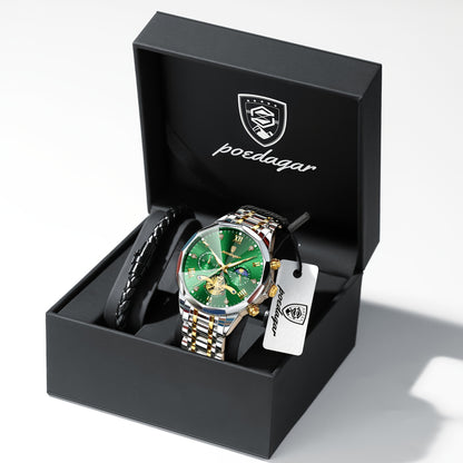 Men's Stainless Steel Business Watch with Luminous Chronograph