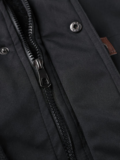 Men'S Winter Fleece-Lined Military-Style Jacket - Thickened Zip-Up Coat with Large Pockets, Olive Green Casual Winter Coat for Outdoor Activities, Winter Coats, Durable Fabric Coat