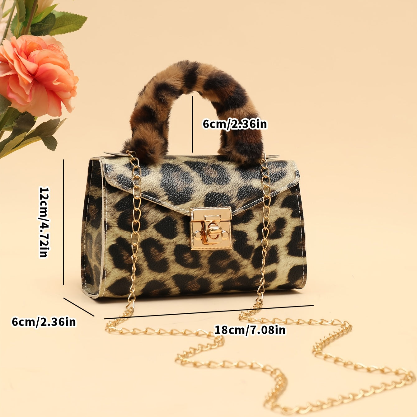 A Stylish And Soft Chain Crossbody Bag, Perfect for Daily Shopping with a Wrist Lock And Animal Print, Small Square Handbag