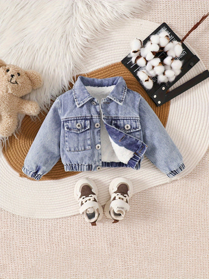Baby Girl Fall Winter Denim Fleece Jacket Coat