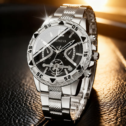 A Set of 3 Luxury Men'S Fashion Casual Business Watches, Wallet, And Keychain, Perfect As a Birthday, Anniversary, Or Holiday Gift for Him, Including Christmas Presents for Men