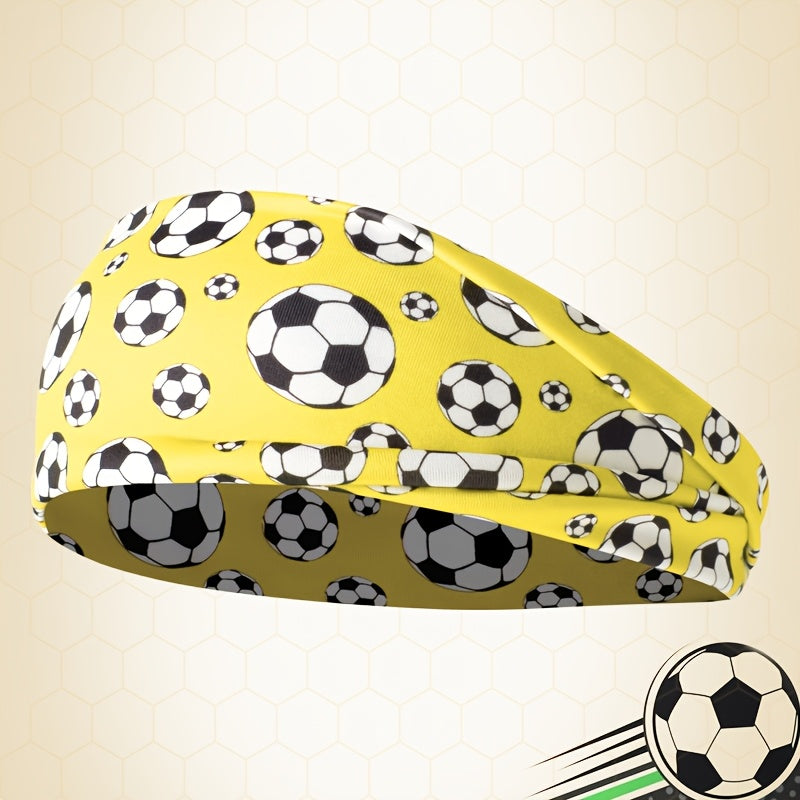 Unisex Elastic Soccer Print Headband for Training & Casual Wear