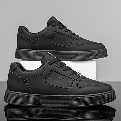 A Pair of Breathable Skate Shoes - Stylish White Low-Top Casual Sneakers with a Durable PU Upper And PVC Sole, Featuring Comfortable Laces, Suitable for All Seasons - ayq