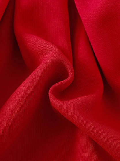 Girls' Long Sleeve Party Dress - Winter Formal & Everyday Outfit, Machine Washable Toddler & Baby Girl Clothing with Front Bow Accent - Rich Red Birthday, Christmas, Photoshoot Dress