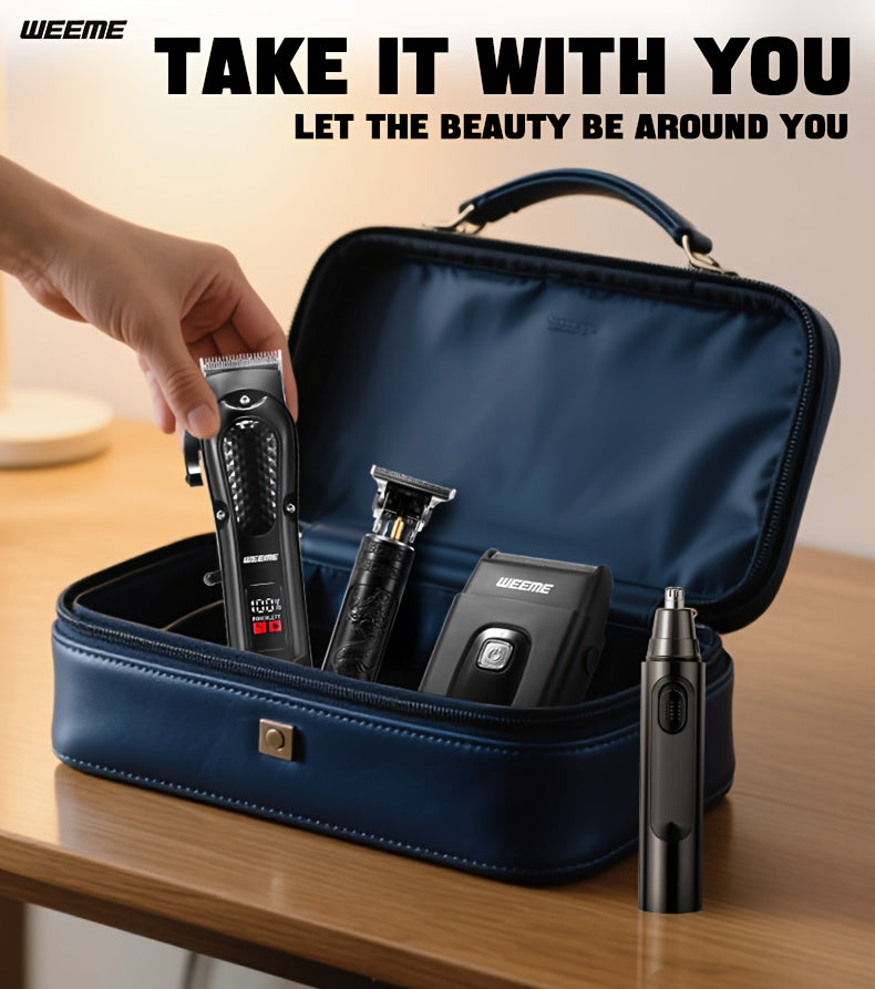 WEEEME 4pcs Men'S Electric Hair Clipper, Nose Hair Clipper, Shaver Set - Wireless USB Charging Professional Hair Clipper Set with Lithium Battery - His Ideal Gift, Hair Accessories | Modern Hair Clipper Tools