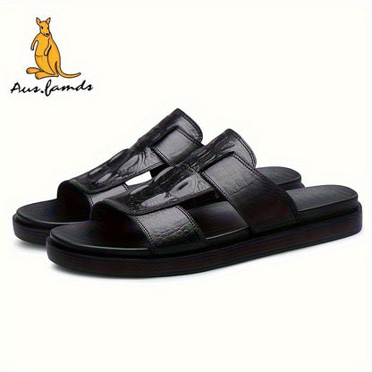 Men's Casual Cow Leather Slide Sandals - All-Season Comfort