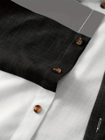 Men'S Casual Solid Color Two-Tone Suit with Stand Collar, Three-Color Imitation Linen, Exquisite Button, Double Short, Solid Color Set