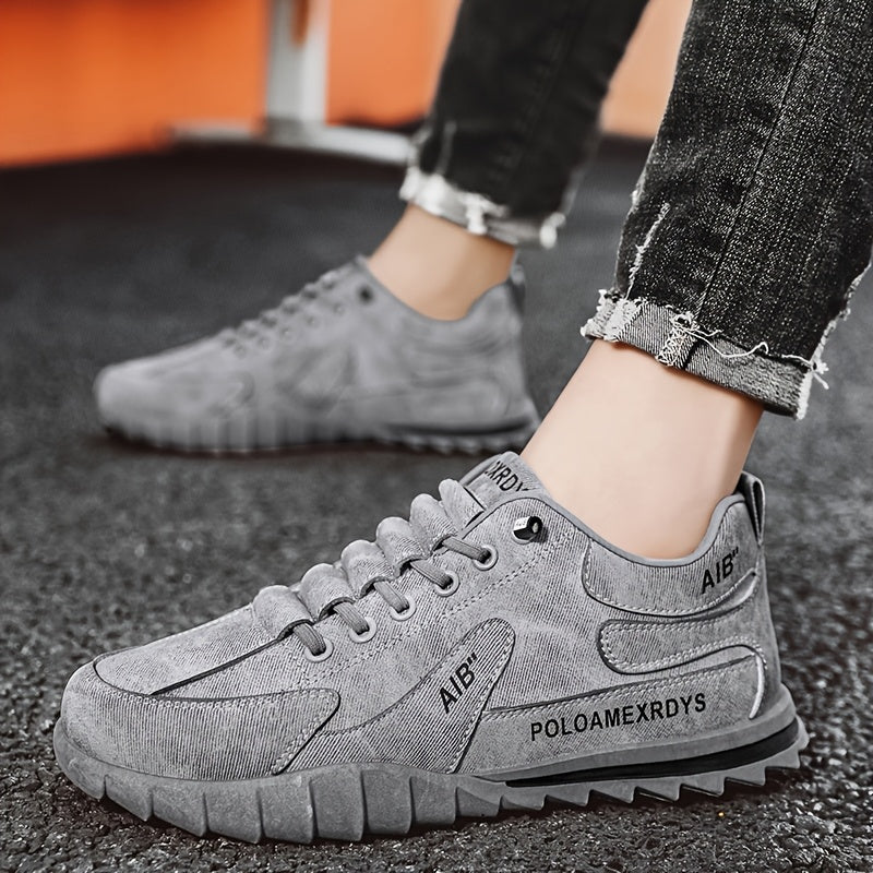Men's Slip-On/Lace-Up Casual Shoes - All-Season Non-Slip Cushioned PVC Sole, Low-Top Athletic Sneakers Grey/ for Gym, Office, Everyday - Durable Canvas Upper  Non-Slip Grip Outsole, Grip Enhancing Footwear, Comfortable Lined