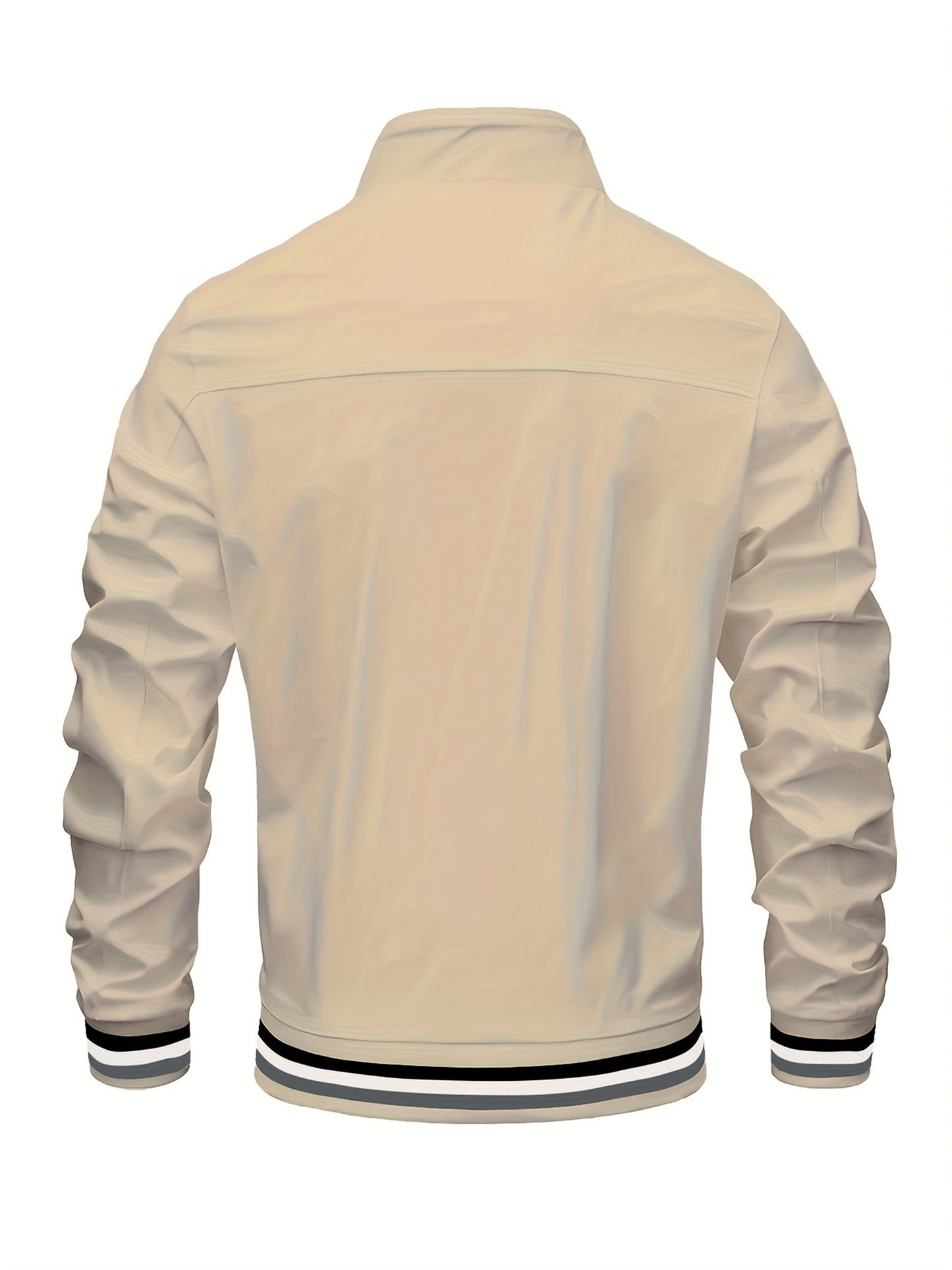 Men's Vintage-Inspired Hip Hop Baseball Jacket - Casual Sports Outerwear with Stand Collar, Zip-Up, Polyester - Perfect for Fall/Winter