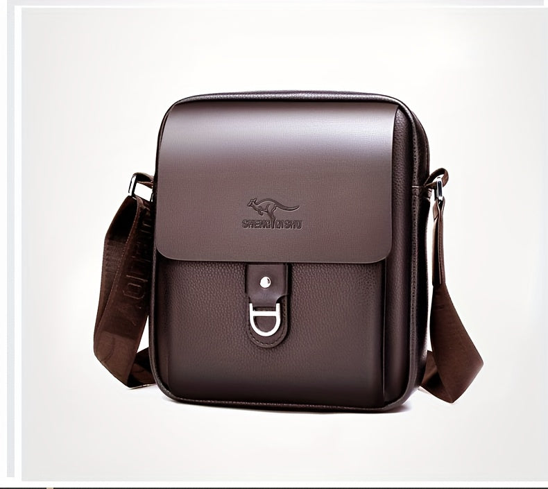 Men'S Stylish Brown Crossbody Bag with Adjustable Strap - Large Capacity, Multi-Compartment Design, Perfect for Commuting, Travel, and Everyday Use, Travel Bag