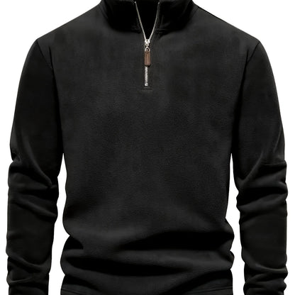 Men'S Heavyweight Full-Zip Hoodie - Thermal Winter Jacket with Zipper Closure, Stand Collar, Long Sleeve Cold Weather Coat for Skiing, Commuting - Thick Insulated Outerwear (Solid Color) - Easy-Care Zipper Front Closure, Wint