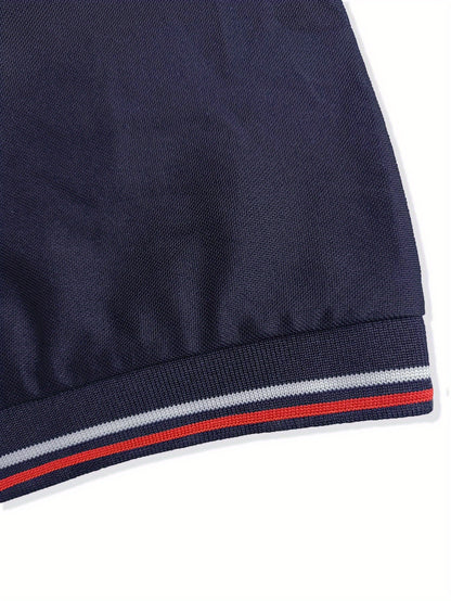 Men'S Polo Shirt with Golf Graphics, Featuring a Comfortable And Stylish Design for Summer. This Short-Sleeve Polo Is Perfect for Casual Wear, Available in Dark Blue And Black, with Printed Letters - ayq