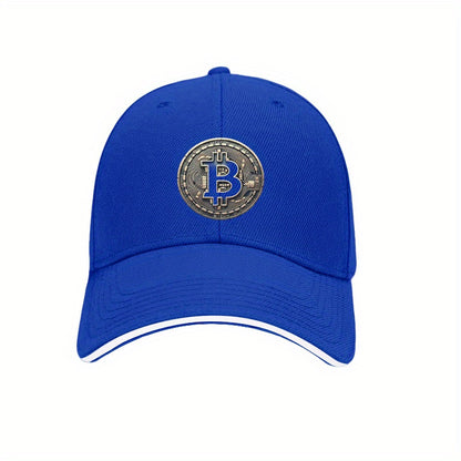 [Adventure Ready] Adjustable Bitcoin Logo Baseball Cap - Lightweight, Soft Polyester Dad Hat with White Accents, Ideal for Outdoor Activities, Fit, Outdoor Headwear | Sleek Cap Design | Durable Headgear