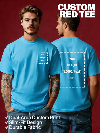 Men's Customizable Polyester T-Shirt with Crew Neck - Breathable Summe