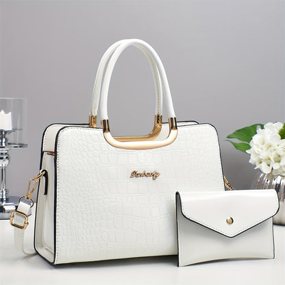New 2025 Fashion Embossed Crocodile Pattern Women's Handbag, Stylish Glossy Light Luxury Mom Bag