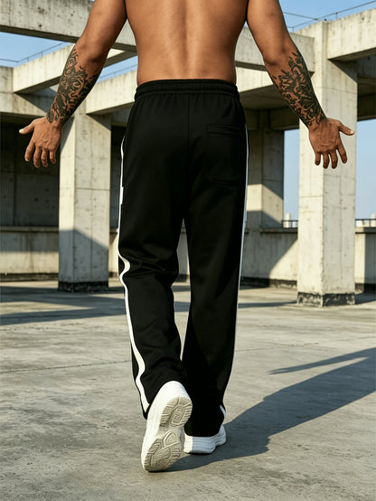 Men's Loose Fit Gym Sweatpants with Side Stripe and Pockets