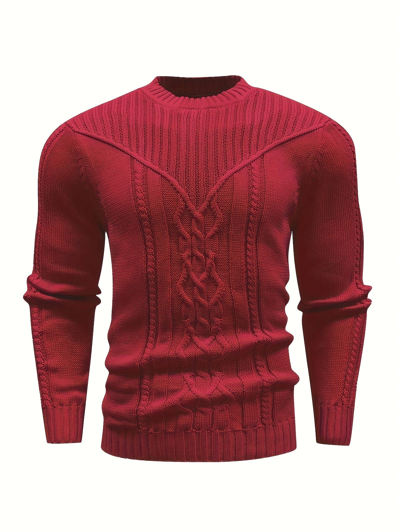 Fashion Knit Round Neck Sweater Pullover - Soft, Breathable, Medium Stretch, Long Sleeve, Casual Top for City Walks, Streets, Outings, Outdoor Activities - Perfect for Autumn and Winter
