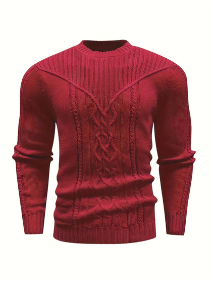Fashion Knit Round Neck Sweater Pullover - Soft, Breathable, Medium Stretch, Long Sleeve, Casual Top for City Walks, Streets, Outings, Outdoor Activities - Perfect for Autumn and Winter