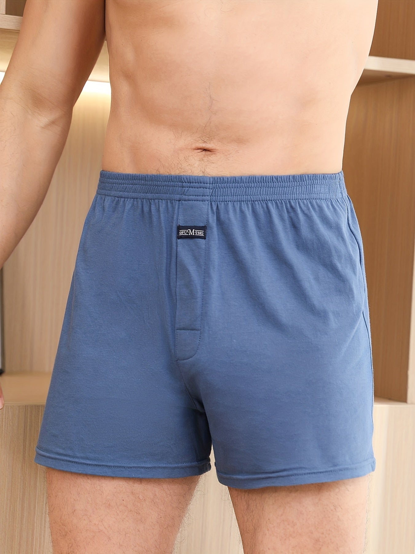 Men's High-Waisted Cotton Boxer Briefs with Button Closure