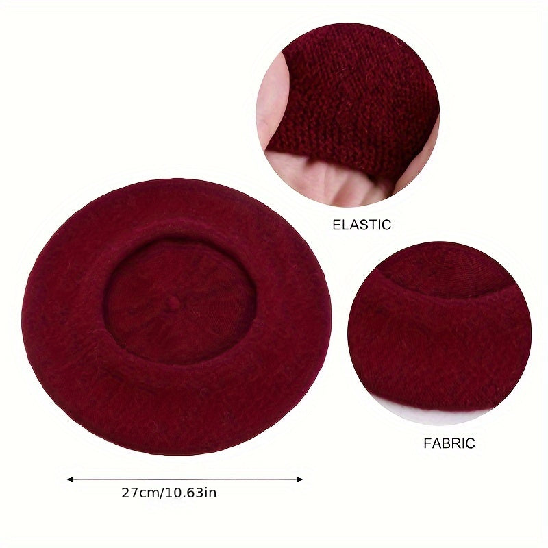 Classic Faux Leather Beret for Autumn and Winter Fashion