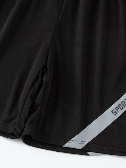 2pcs Summer New Lightning Print Sports Suit Men's Short Sleeve Shorts Outdoor Fitness Breathable Quick-Dry Loose Running Outfit Set