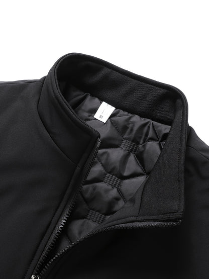 Men's Polyester Fleece Jacket - Basic 100% Polyester Stand Collar Zippered Sweatshirt - Non-Stretch, Solid Color Golf & Casual Outdoor Jacket - Spring/Fall All-Purpose Regular Fit Hiking, Camping, Streetwear & Indoor Use