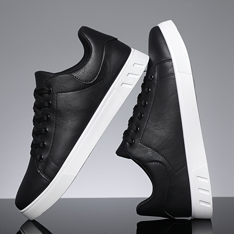 Men's Low-Top PU Sneakers with Cushioned PVC Sole - Minimalist Style
